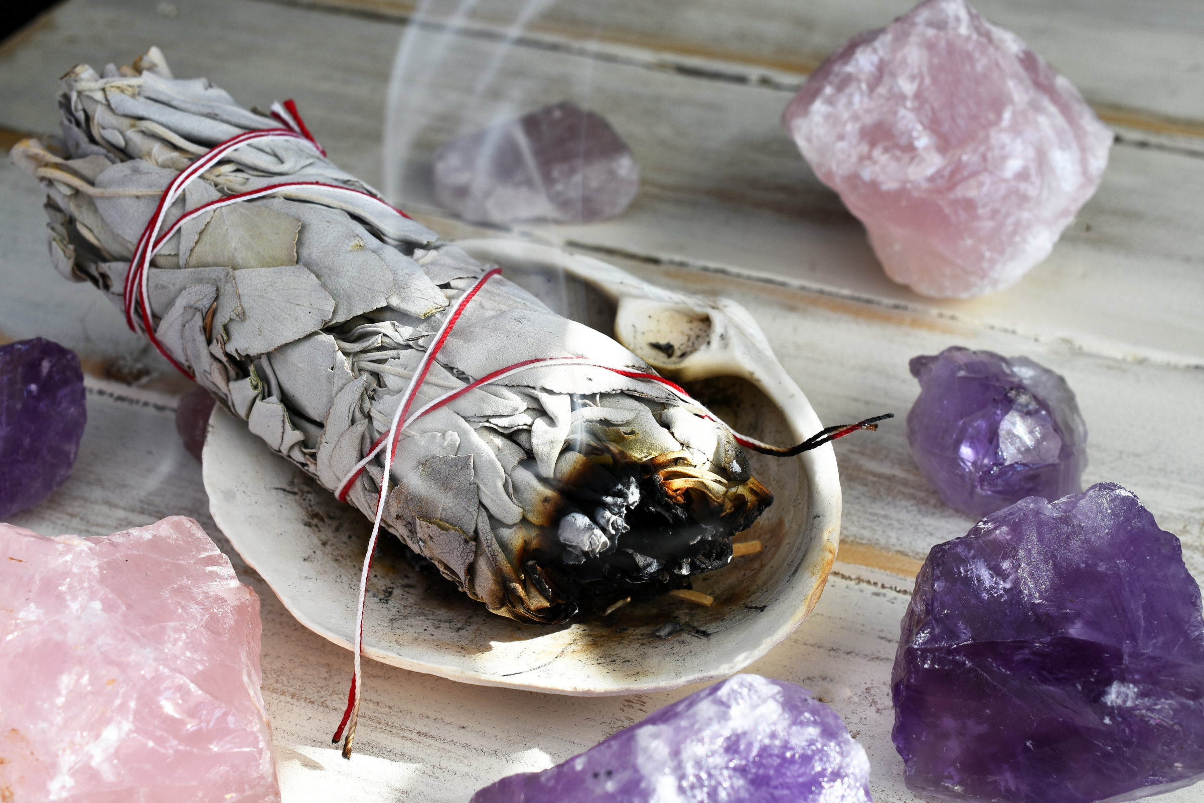 Burning Sage Smudge Stick